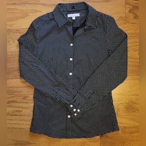 Banana Republic Women's Black Polka Dot Blouse Shirt 4 NEW